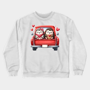 Valentine Hedgehog Couple Sitting On Truck Crewneck Sweatshirt